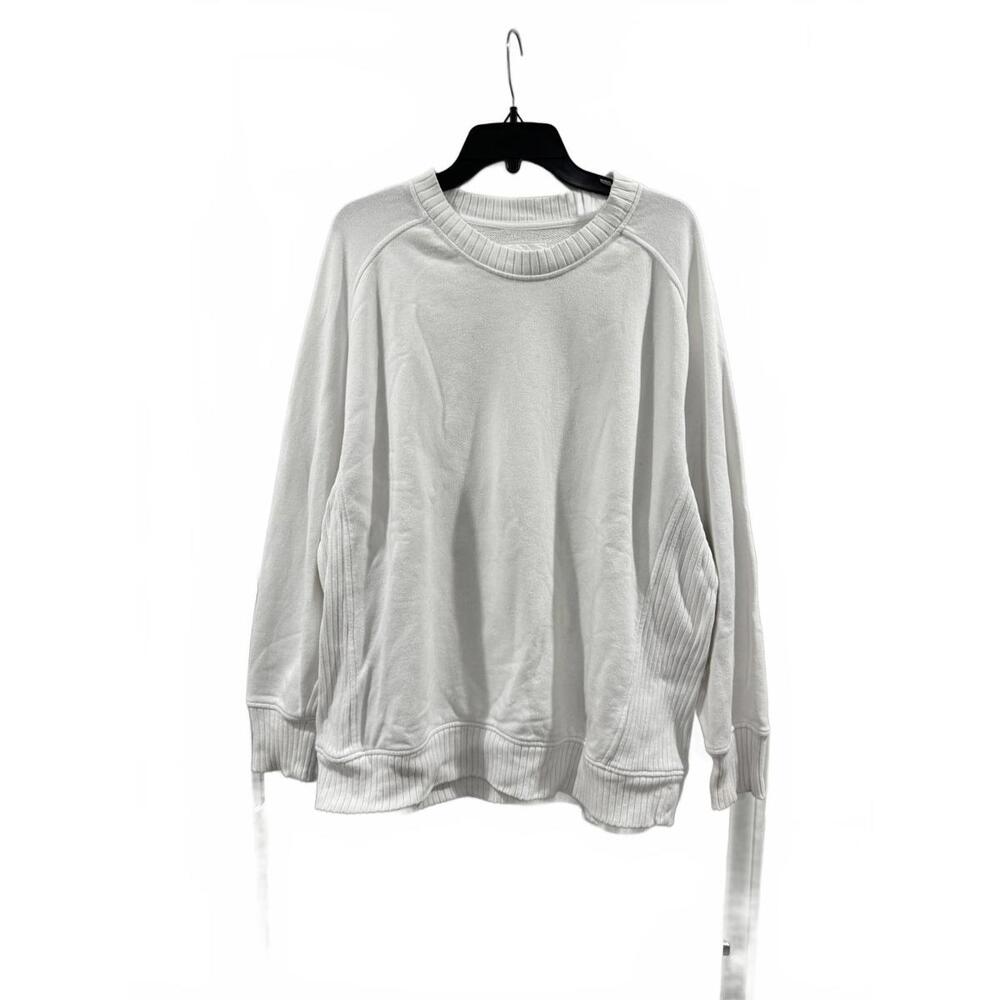 Aerie Down To Earth White Crew Neck Oversized Sweatshirt- Size Large - Picture 4 of 9